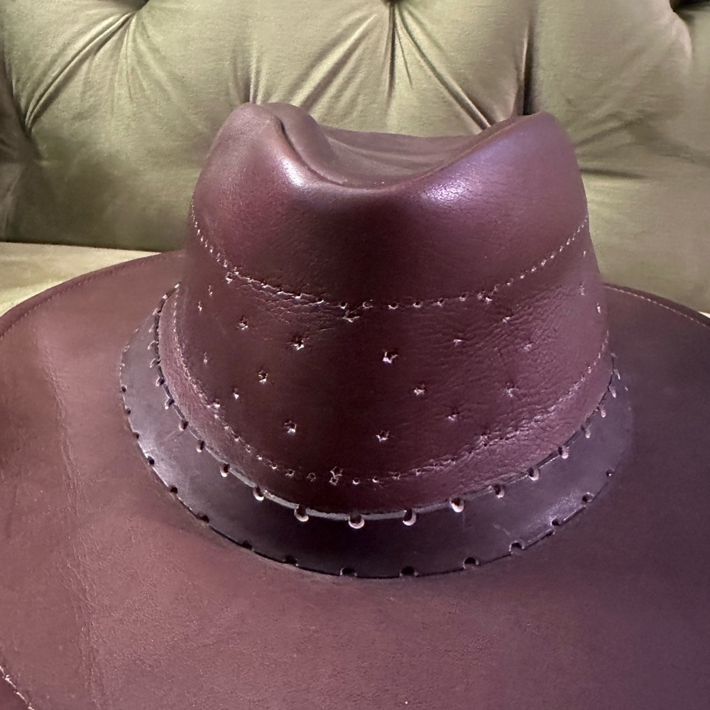 Woman Brown Leather Hat - Picture 6 of 6